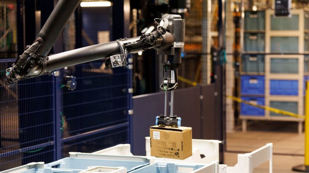 In addition to a new consumer-facing AI tool, Amazon has begun using an agentic system and new robots in fulfillment centers ahead of the holiday shopping season. | Image credit: About Amazon