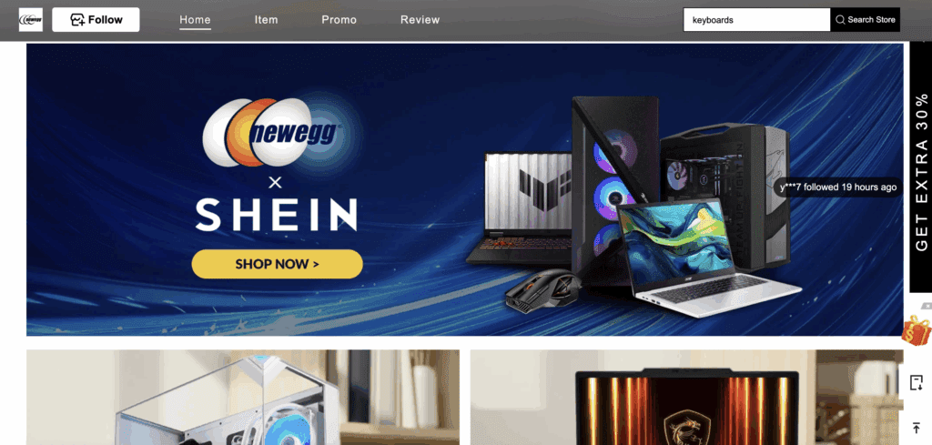 Newegg on Shein marketplace | Image credit: Shein website screencap, No. 13, 2025